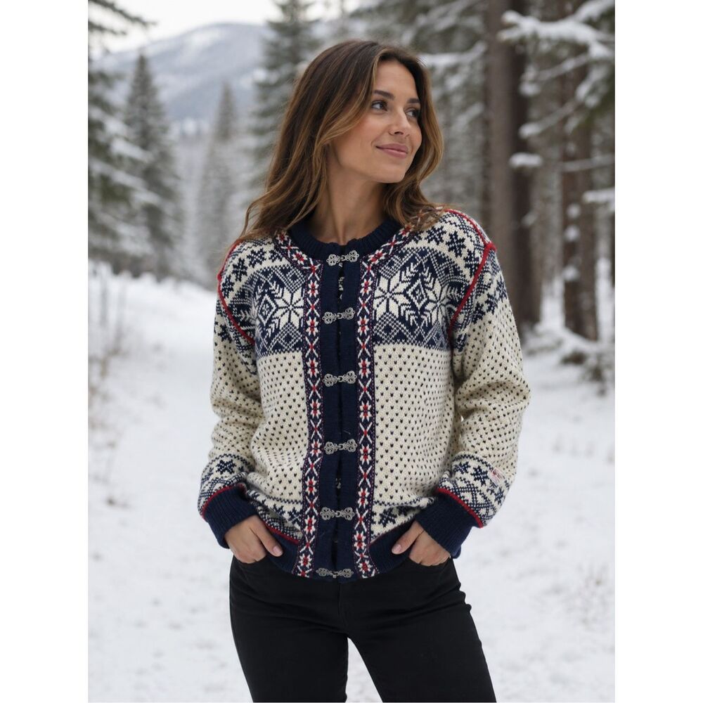 Dale of Norway Cardigan 100% Wool Nordic Icelandic Snow Ski Winter Size M